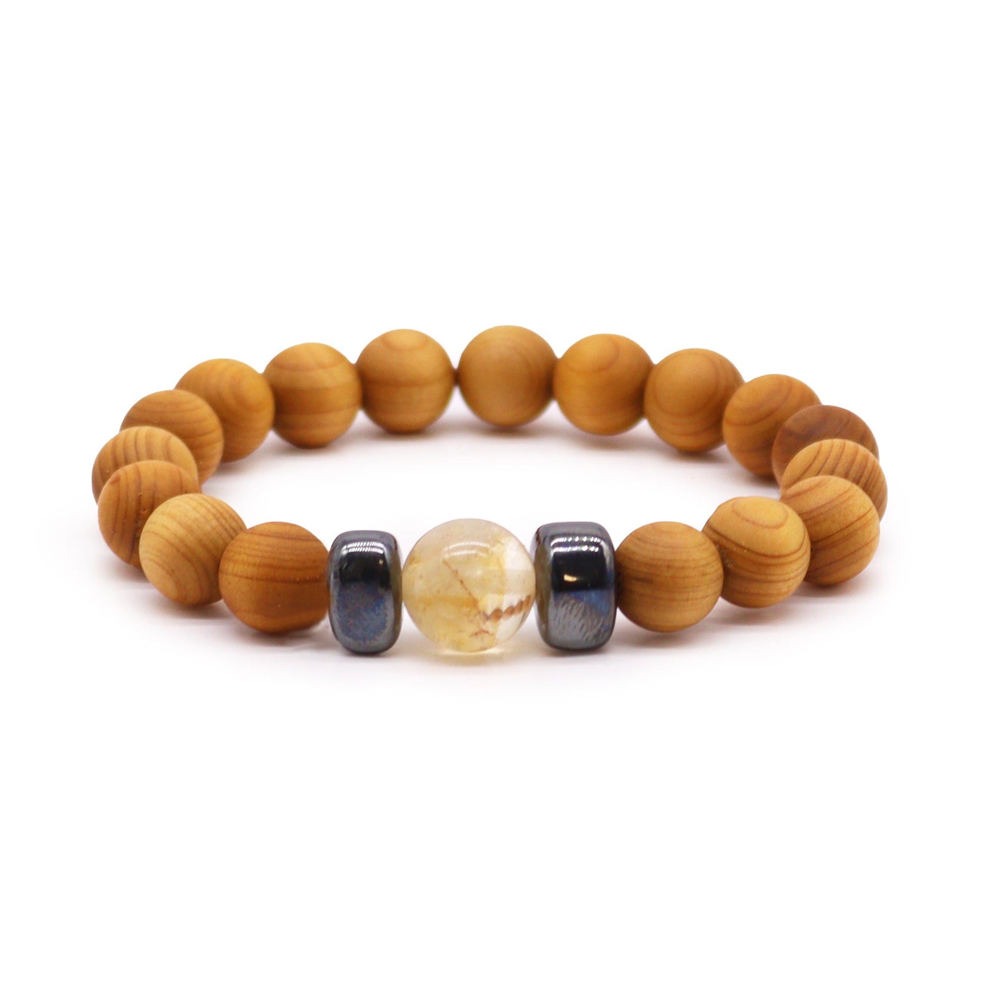 Cedarwood & Citrine Solar Plexus Chakra Bracelet - Crystal Nest