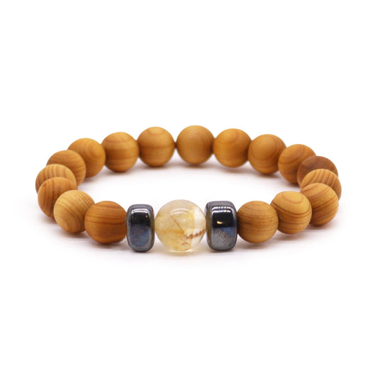Cedarwood & Citrine Solar Plexus Chakra Bracelet - Crystal Nest