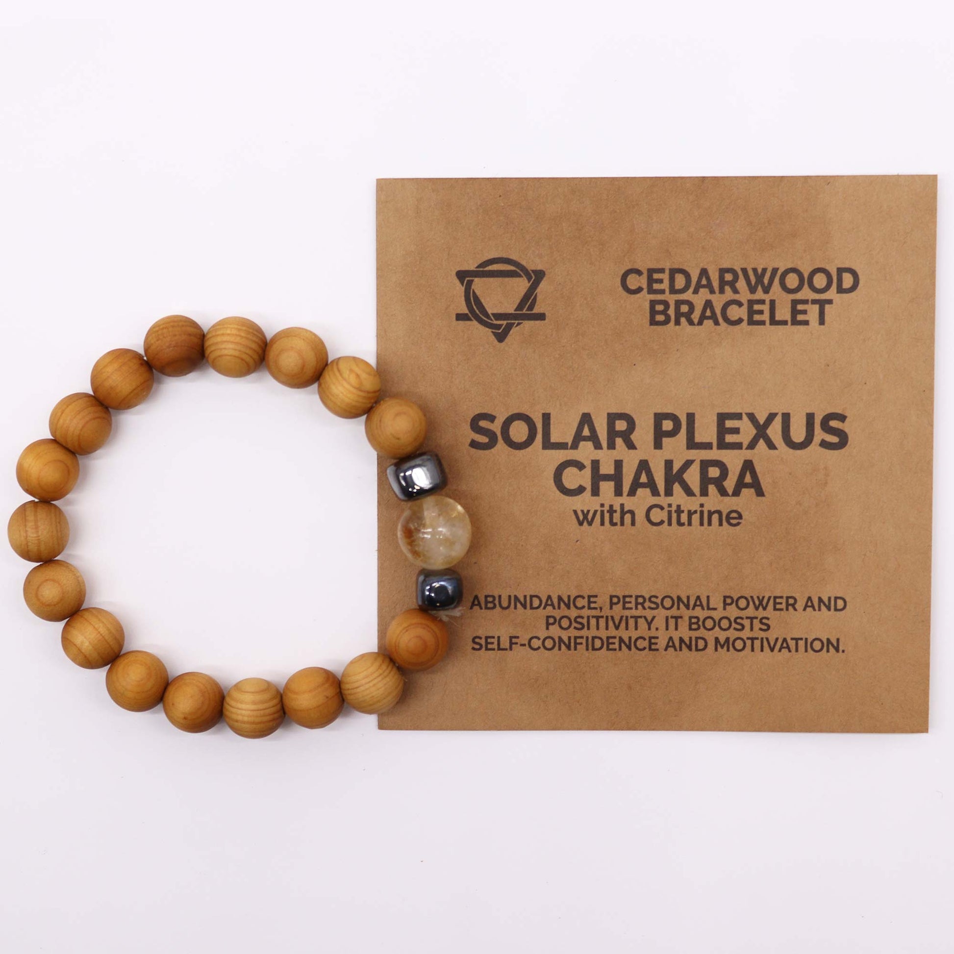 Cedarwood & Citrine Solar Plexus Chakra Bracelet - Crystal Nest