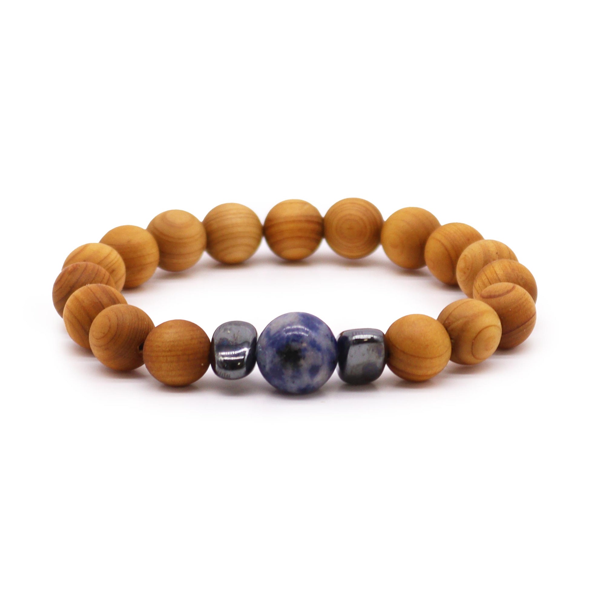 Cedarwood & Sodalite Throat Chakra Bracelet - Crystal Nest