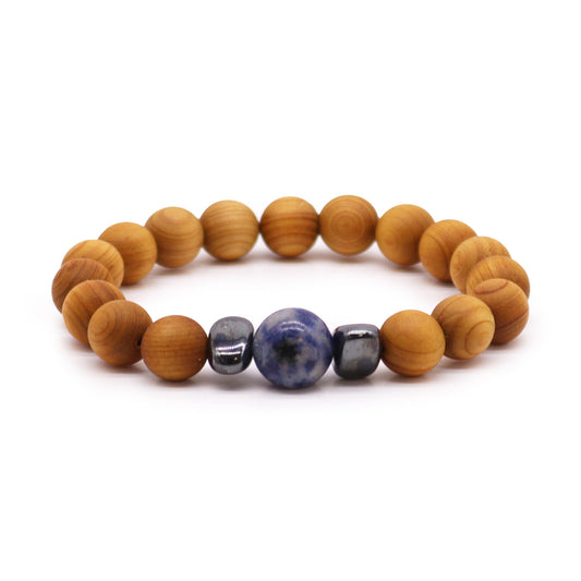 Cedarwood & Sodalite Throat Chakra Bracelet - Crystal Nest