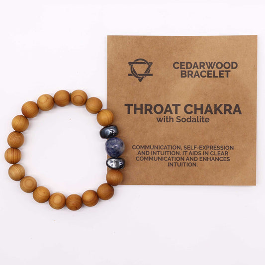 Cedarwood & Sodalite Throat Chakra Bracelet - Crystal Nest