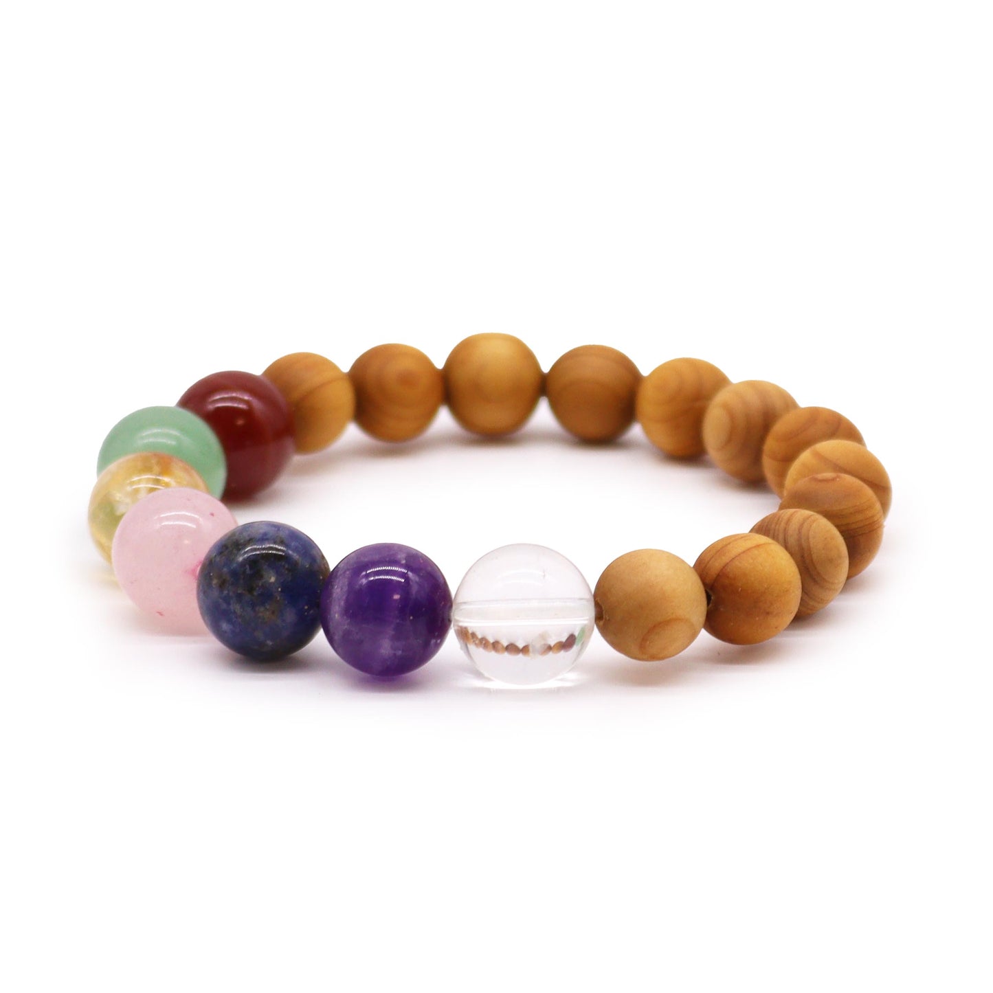 Cedarwood & Seven Chakra Gemstone Bracelet - Crystal Nest