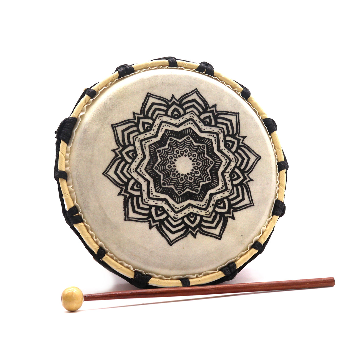 Mandala Shamanic Drum with Stick | Small - Crystal Nest