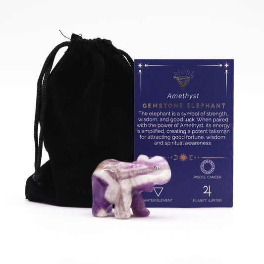 Amethyst Lucky Elephant – Peace & Spiritual Protection - Crystal Nest