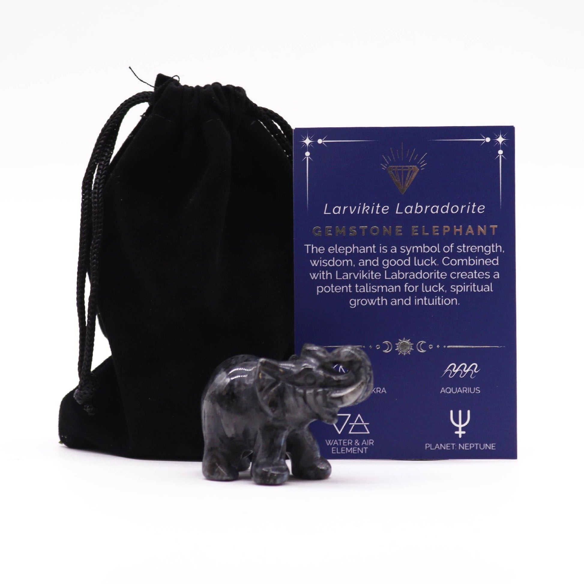 Larvikite Labradorite Lucky Elephant – Protection & Intuition - Crystal Nest