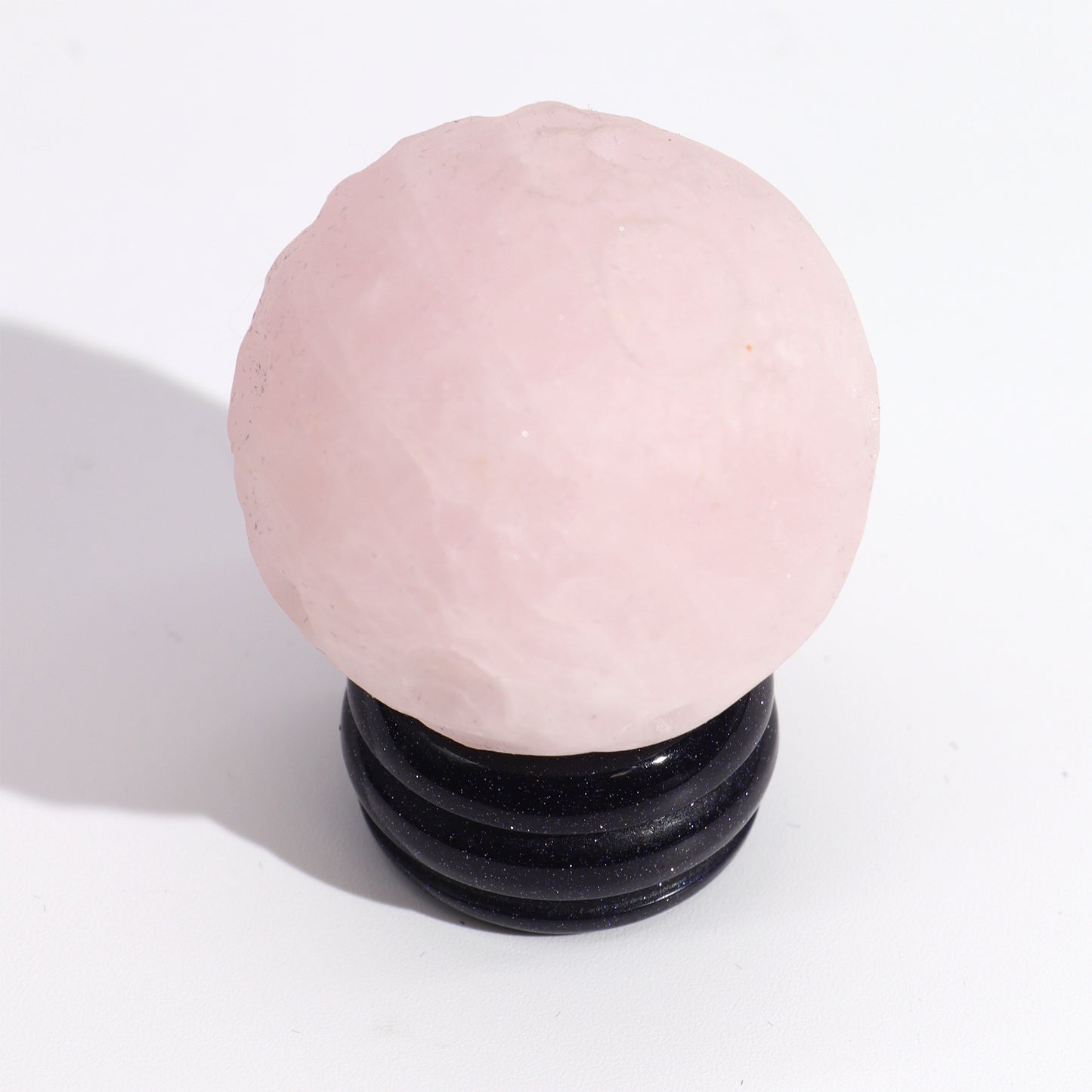 Rose Quartz Planet on Goldstone Stand - Venus - Crystal Nest