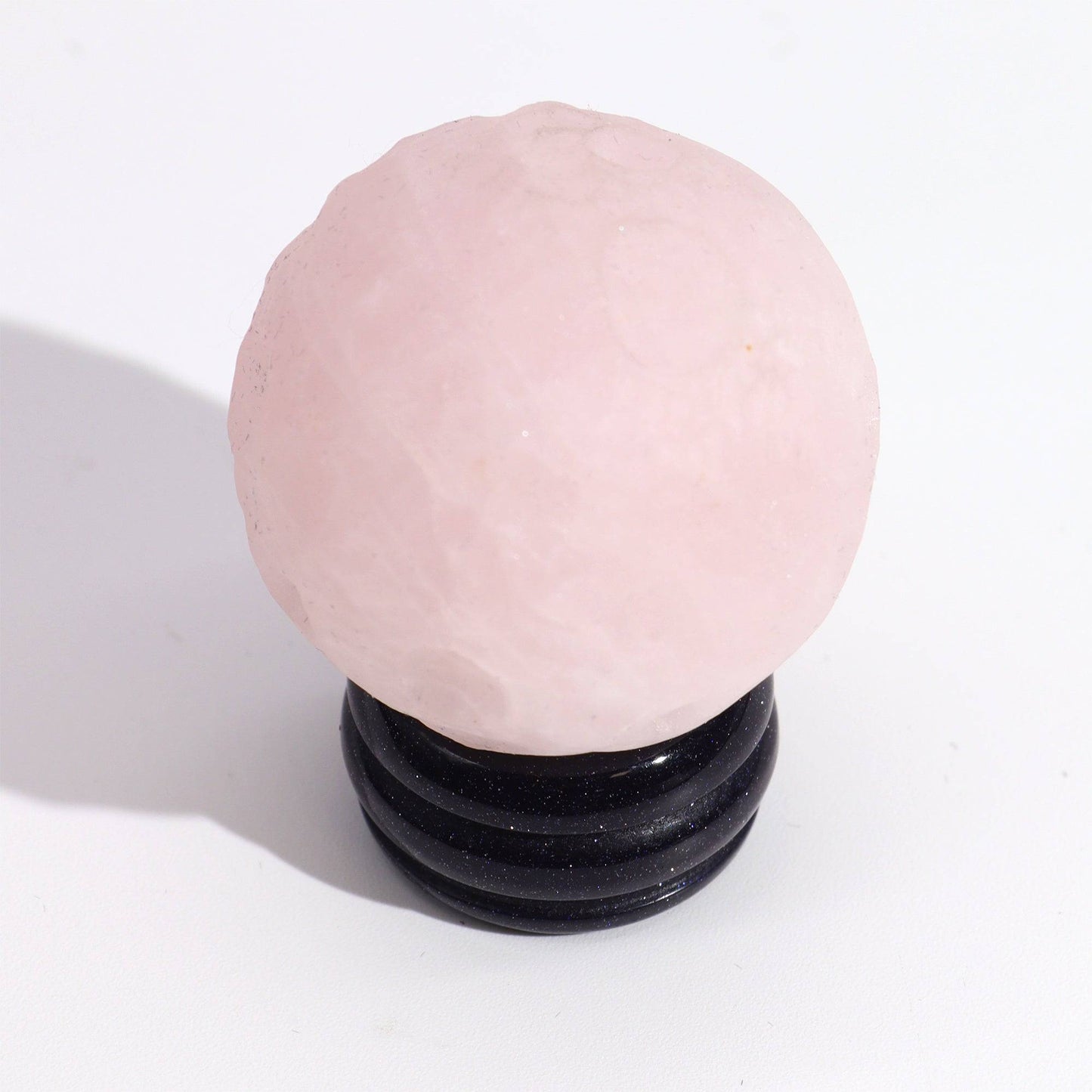 Rose Quartz Planet on Goldstone Stand - Venus - Crystal Nest