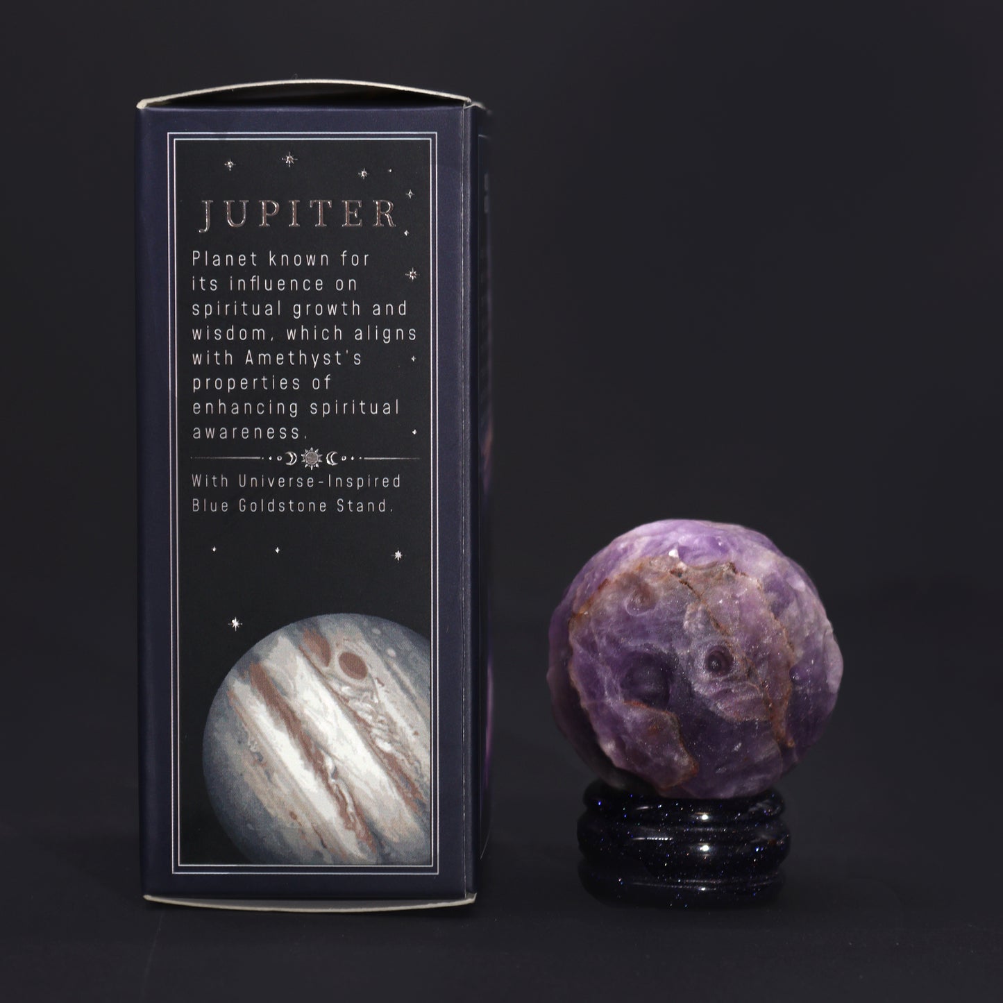 Amethyst Planet on Goldstone Stand - Jupiter - Crystal Nest