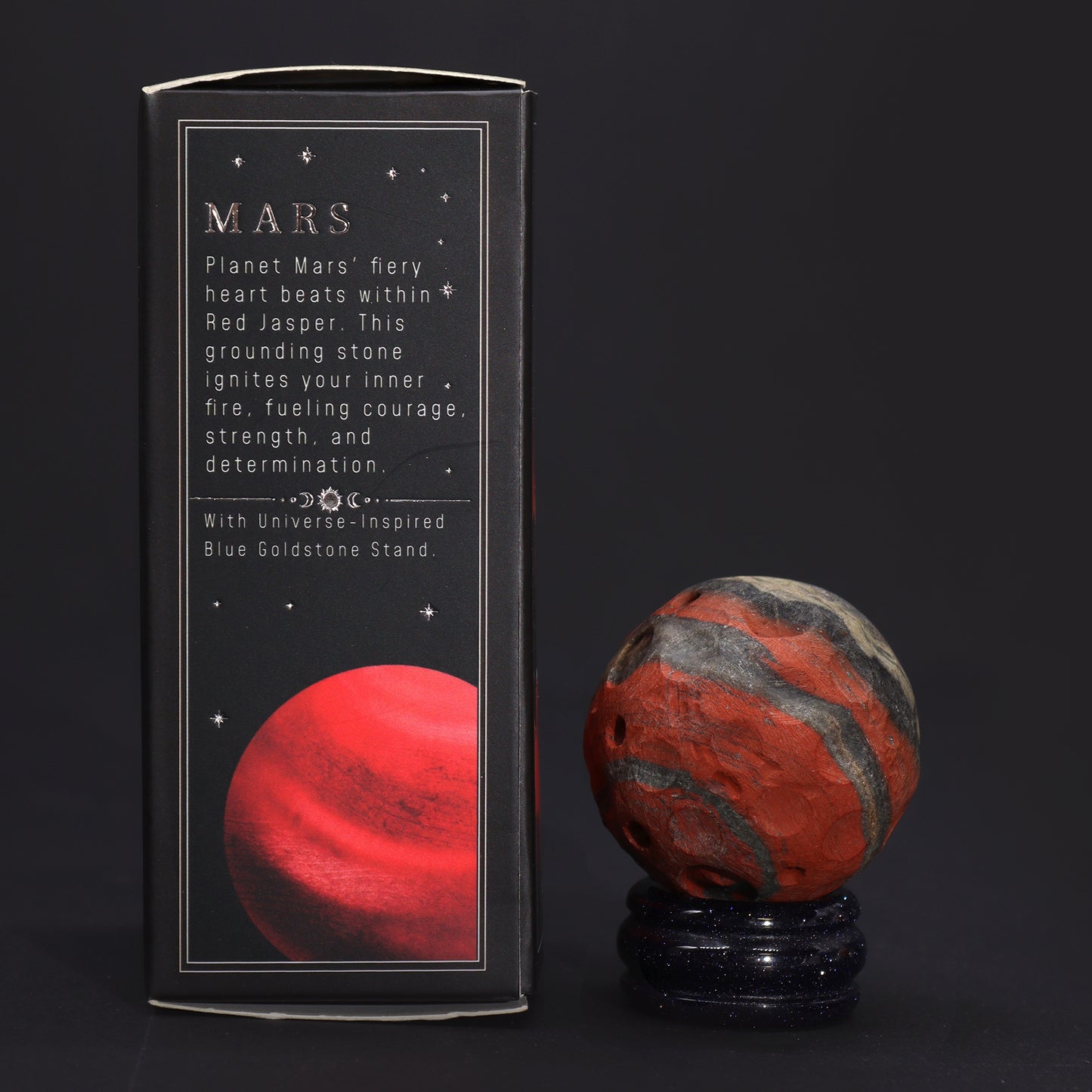 Red Jasper Planet on Goldstone Stand - Mars - Crystal Nest