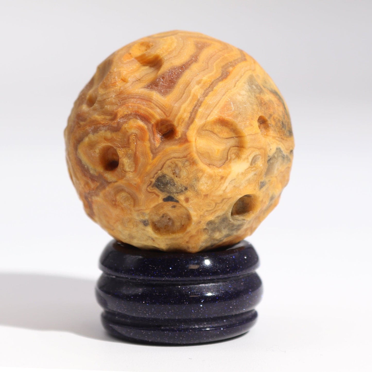 Crazy Lace Jasper Planet on Goldstone Stand - Mercury - Crystal Nest