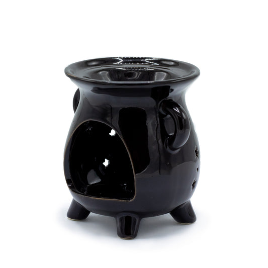 Black Moon Phase Cauldron Oil Burner - Crystal Nest