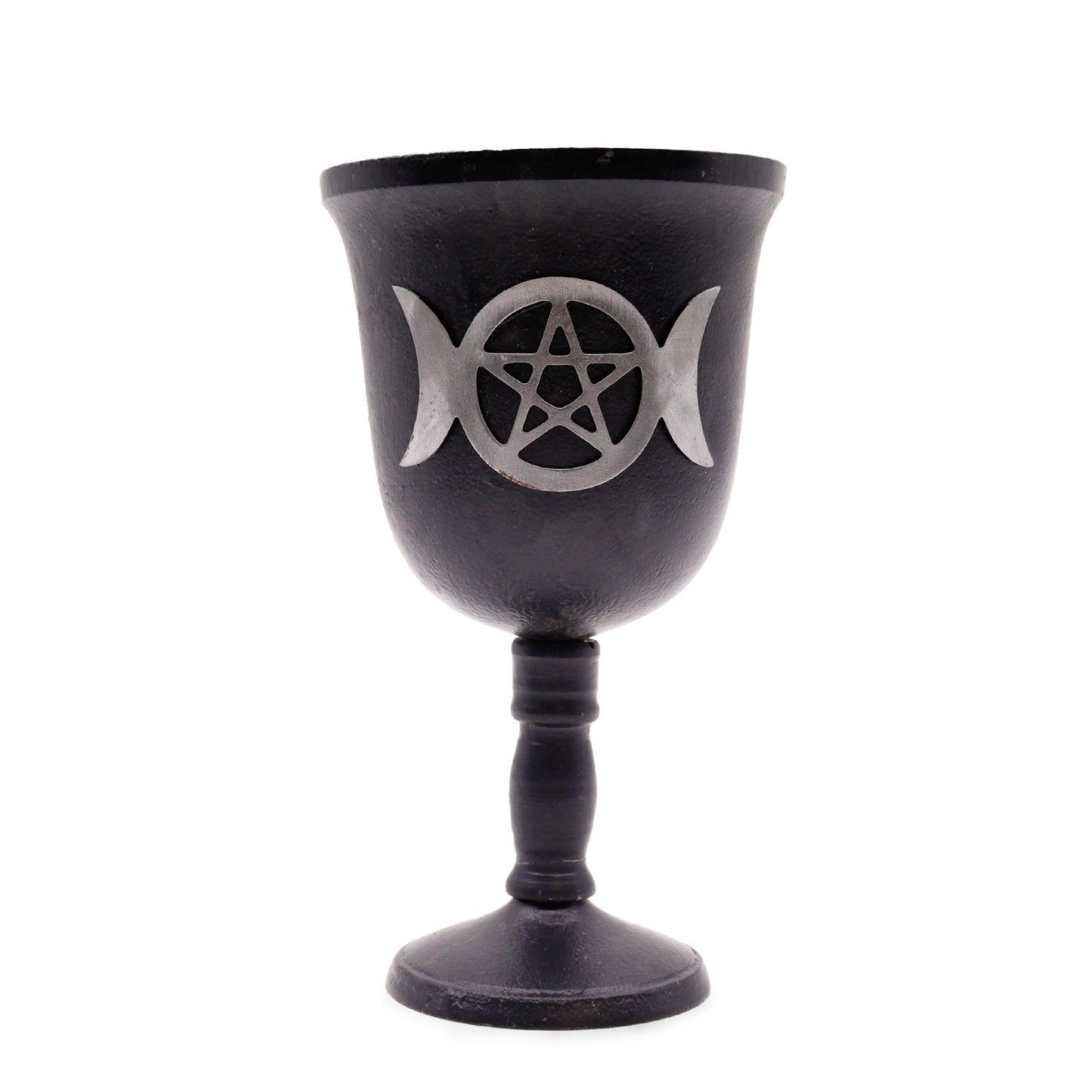 Iron Ritual Goblet – Triple Moon & Pentagram | Altar Accessory