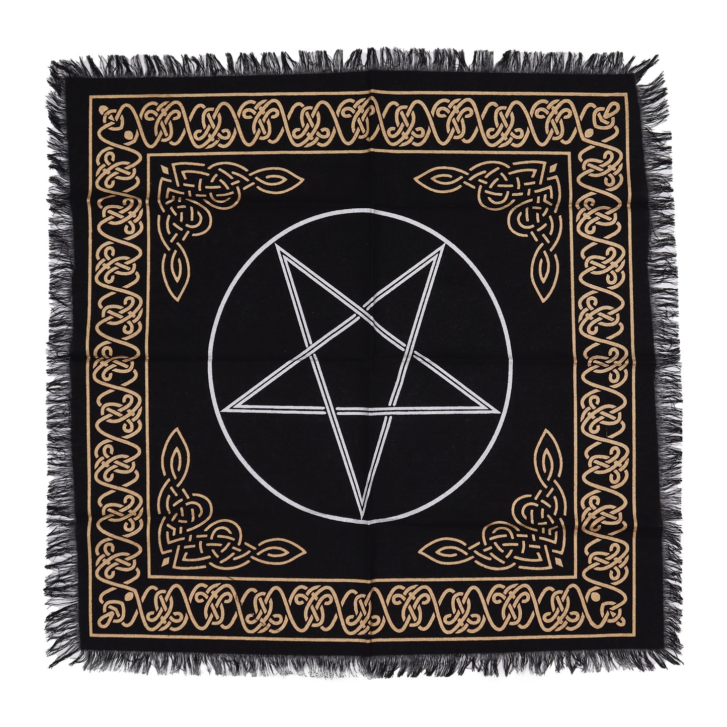 Pentagon Altar Cloth | Esoteric Fringed Cotton Tapestry - Crystal Nest