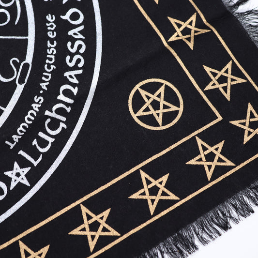 Life, Death & Rebirth Altar Cloth | Esoteric Fringed Cotton Tapestry - Crystal Nest