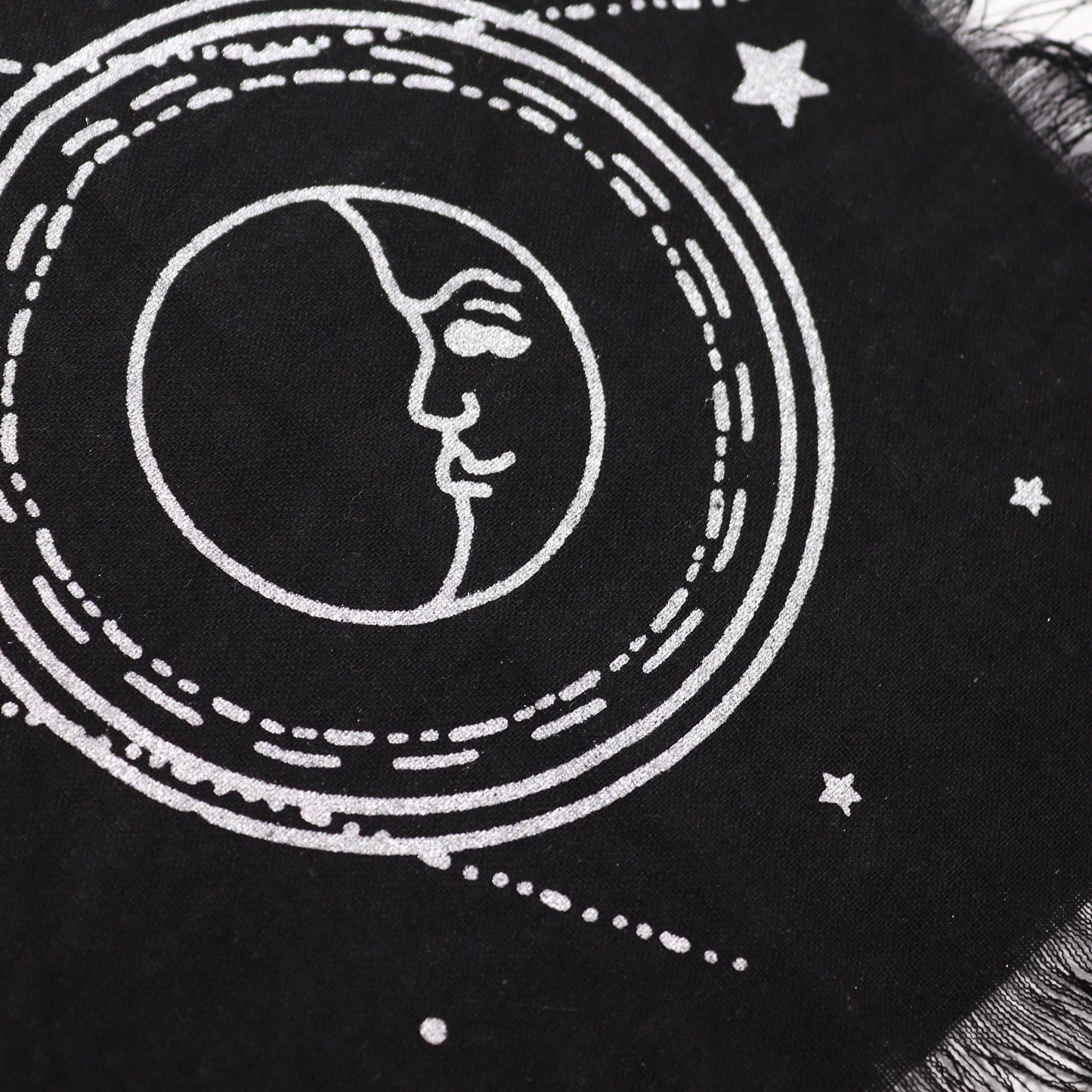 Moon & Sun Chart Altar Cloth | Esoteric Fringed Cotton Tapestry - Crystal Nest