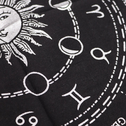 Horoscope Altar Cloth | Esoteric Fringed Cotton Tapestry - Crystal Nest