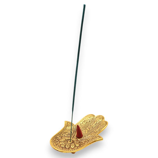 Gold Hamsa Hand Incense Holder - Crystal Nest