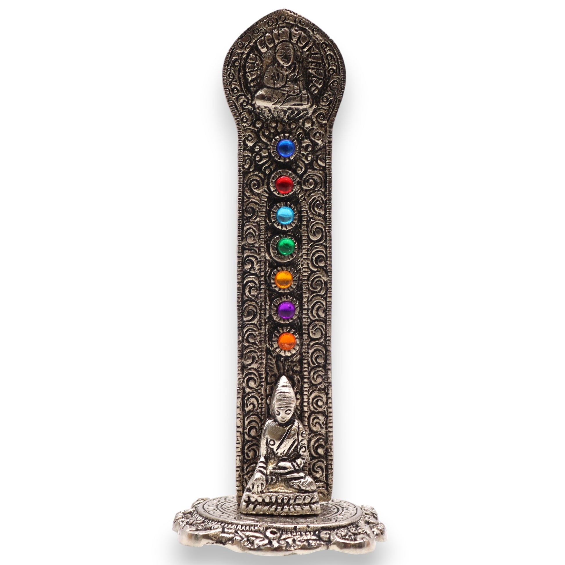 7 Chakra Buddha Tower Incense Holder | Antique Silver - Crystal Nest