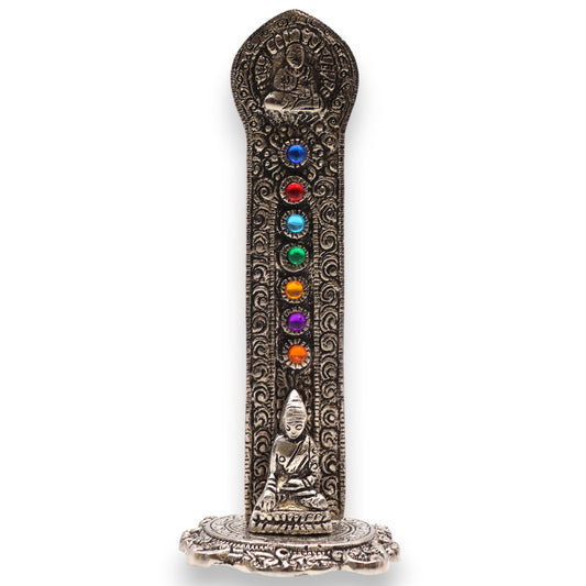 7 Chakra Buddha Tower Incense Holder | Antique Silver - Crystal Nest
