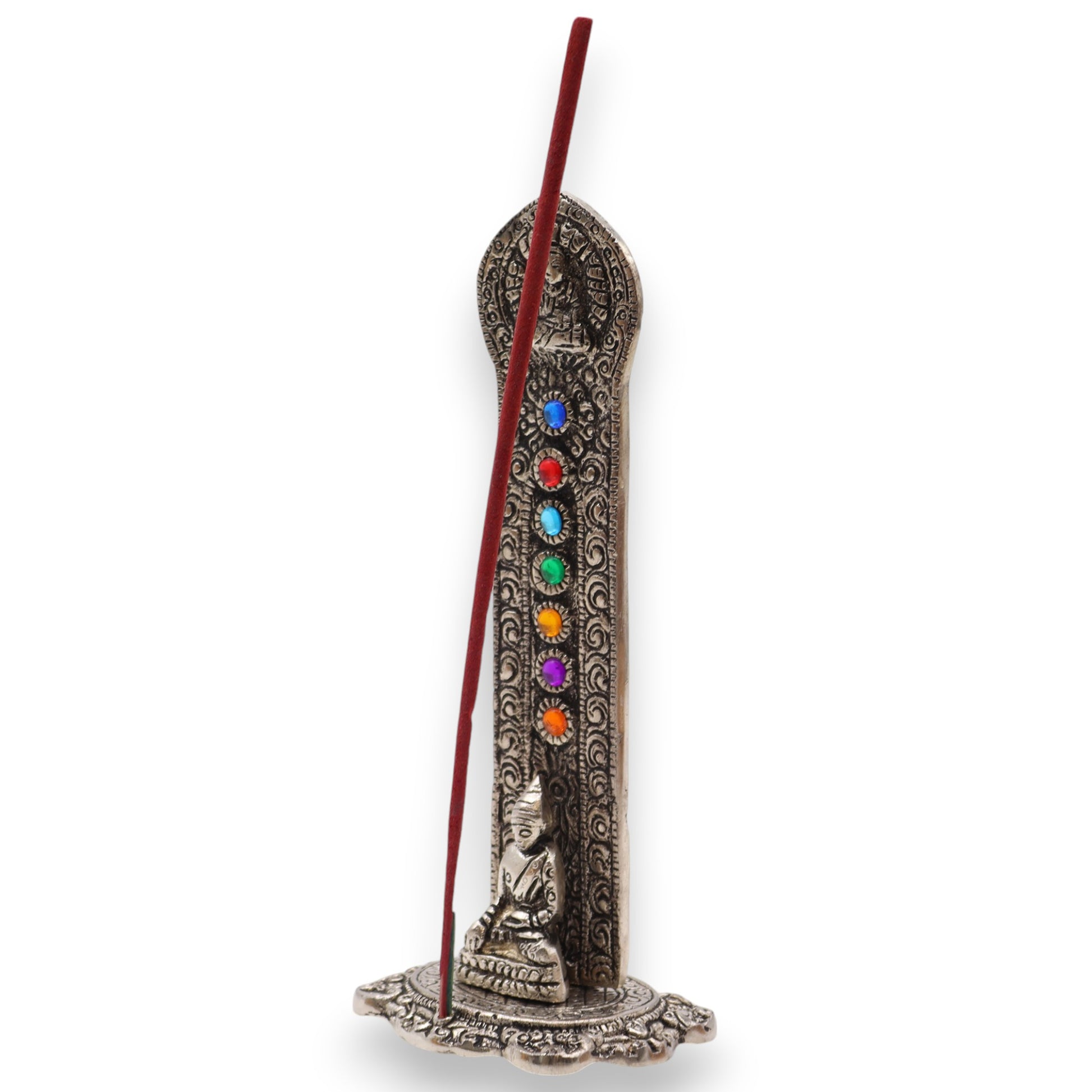 7 Chakra Buddha Tower Incense Holder | Antique Silver - Crystal Nest
