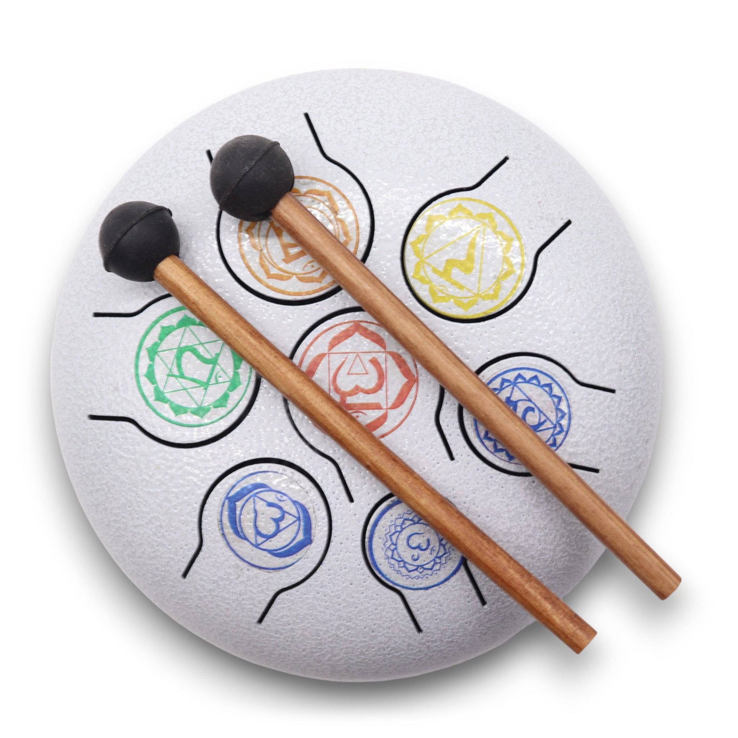 Hapi Steel Tongue Drum – 7 Chakra Design - Small - Crystal Nest