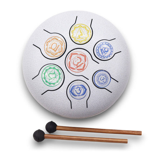 Hapi Steel Tongue Drum – 7 Chakra Design - Small - Crystal Nest