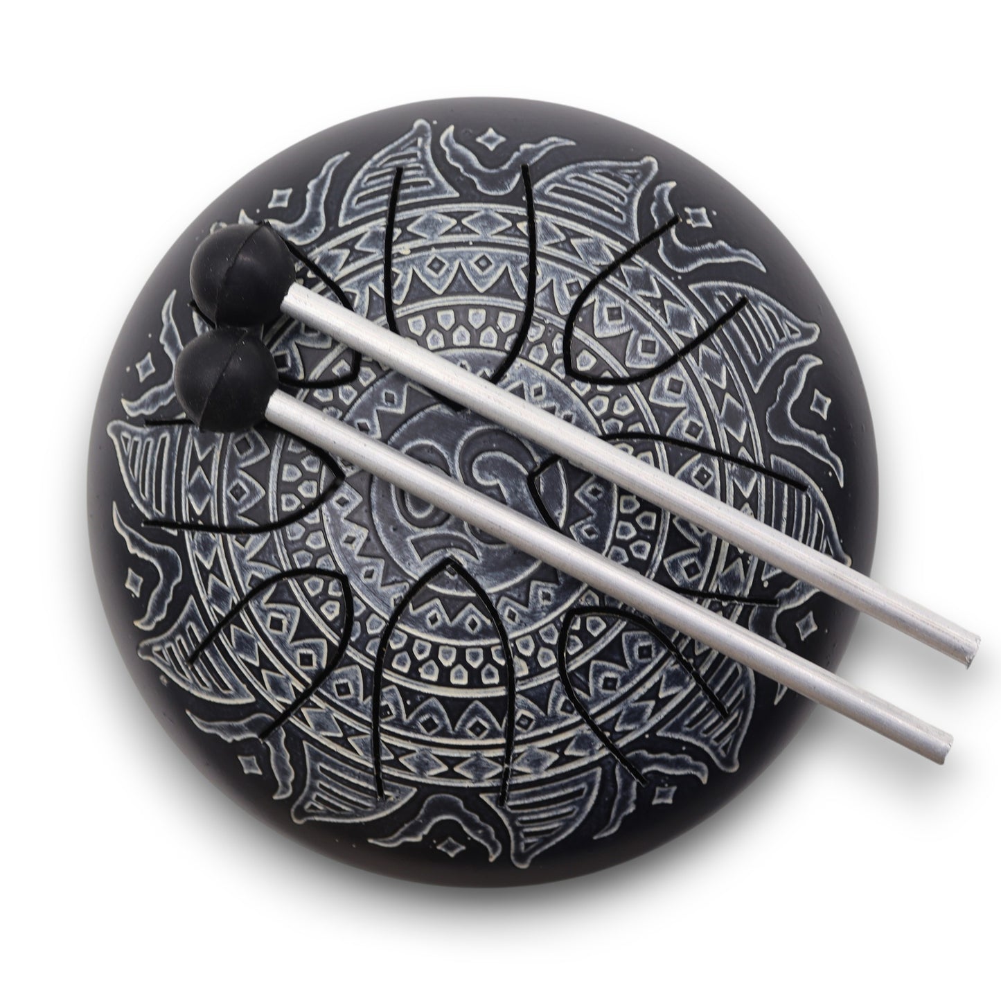 Hapi Steel Tongue Drum – Om Black and White Mandala Design - Small - Crystal Nest