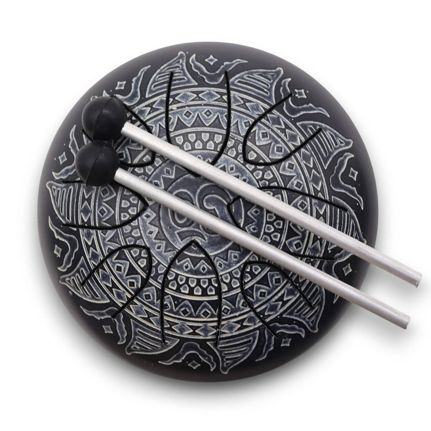 Hapi Steel Tongue Drum – Om Black and White Mandala Design - Small - Crystal Nest
