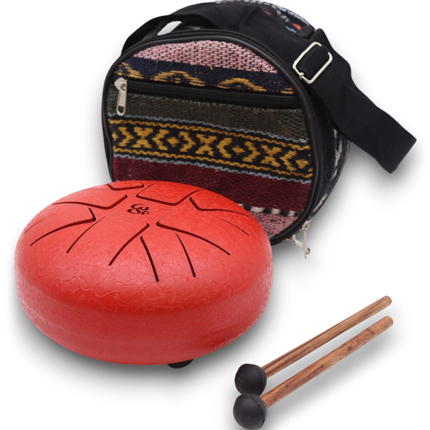 Hapi Steel Tongue Drum – Om Red Design - Small - Crystal Nest