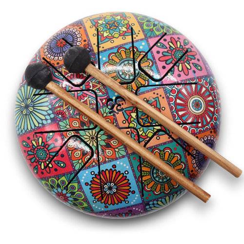 Hapi Steel Tongue Drum – Colourful Mandala Tile Design - Medium - Crystal Nest