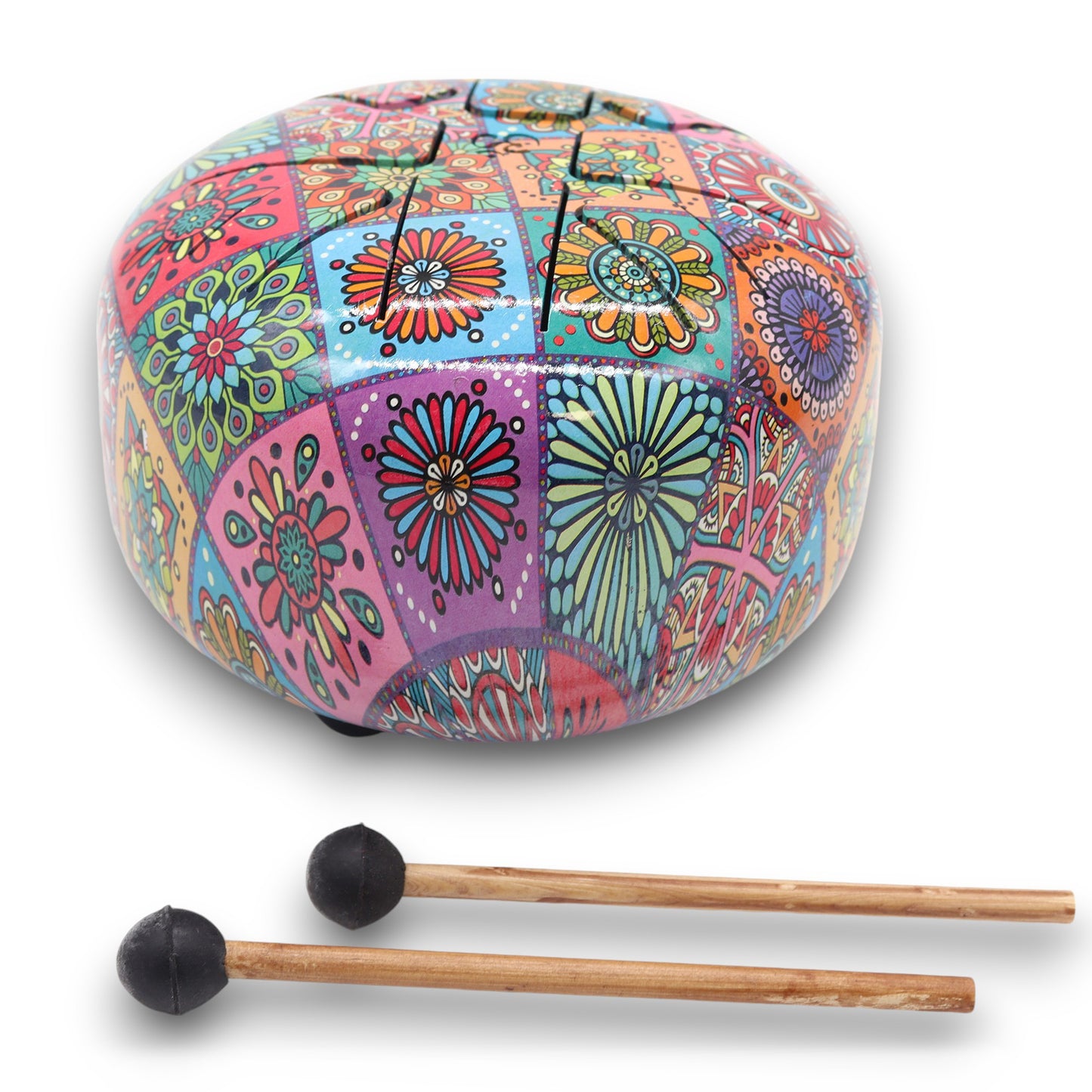Hapi Steel Tongue Drum – Colourful Mandala Tile Design - Medium - Crystal Nest