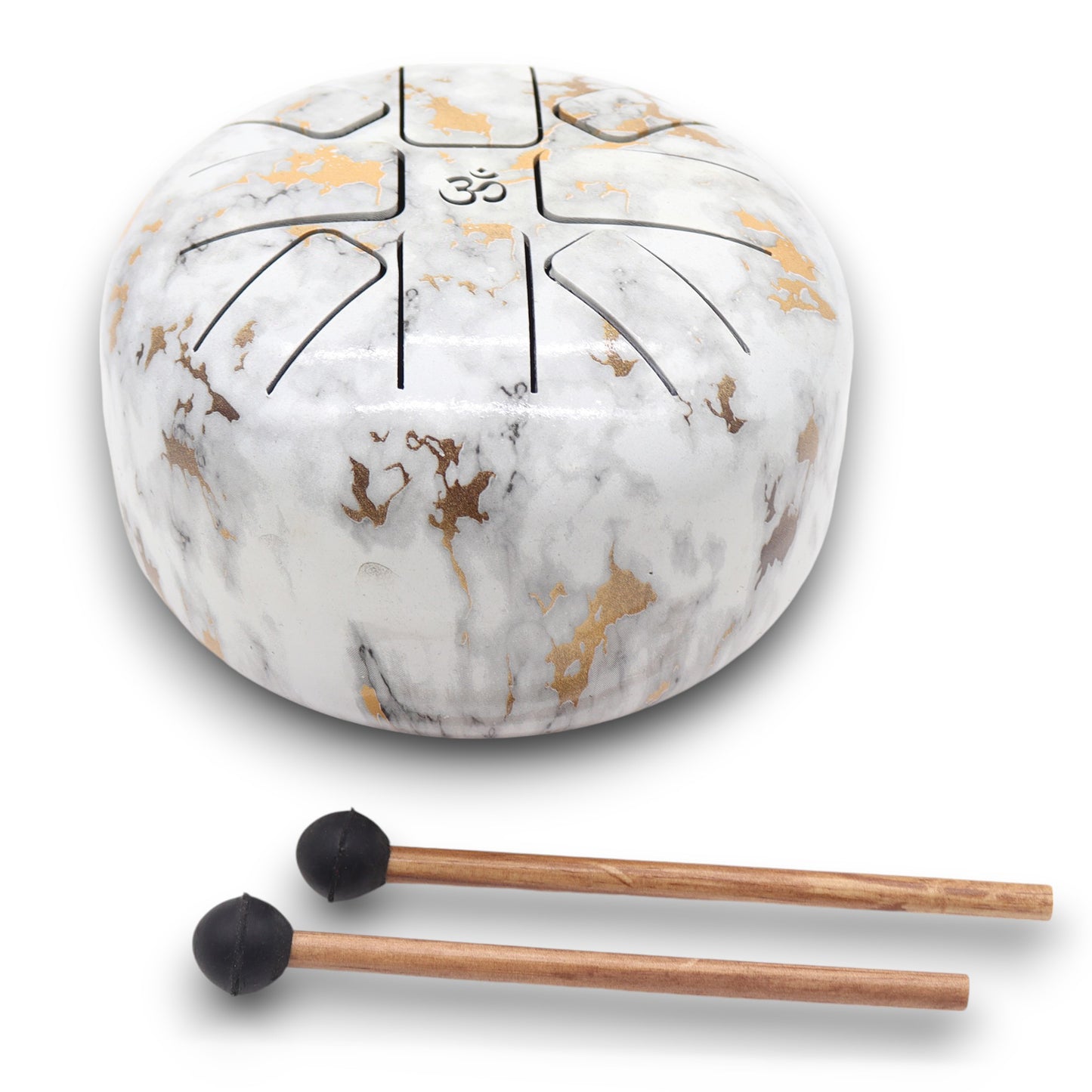 Hapi Steel Tongue Drum – White Marble Design - Medium - Crystal Nest