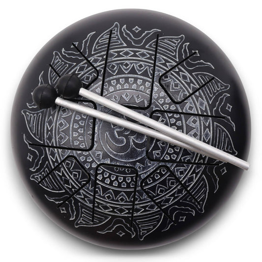 Hapi Steel Tongue Drum – Om Black and White Mandala Design - Large - Crystal Nest
