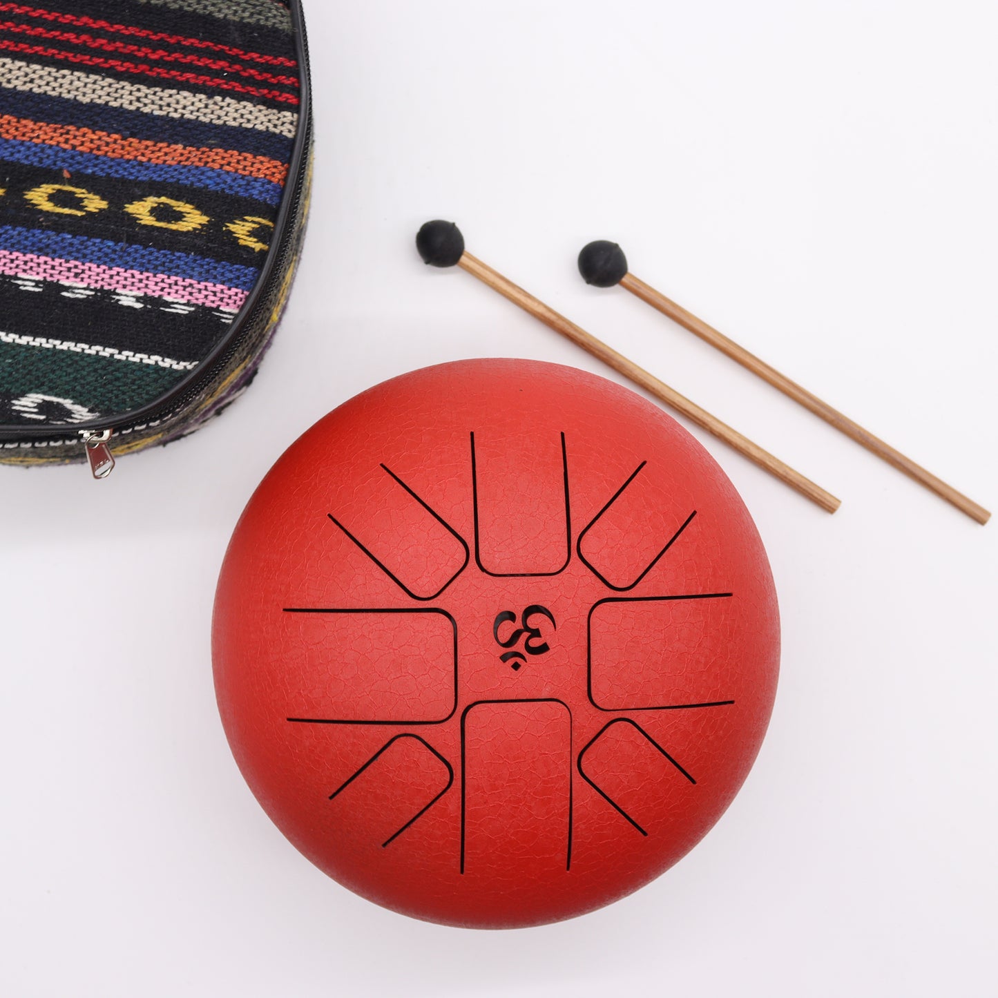Hapi Steel Tongue Drum – Om Red Design - Large - Crystal Nest