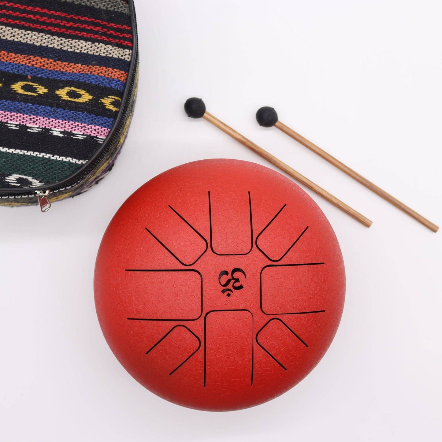 Hapi Steel Tongue Drum – Om Red Design - Large - Crystal Nest
