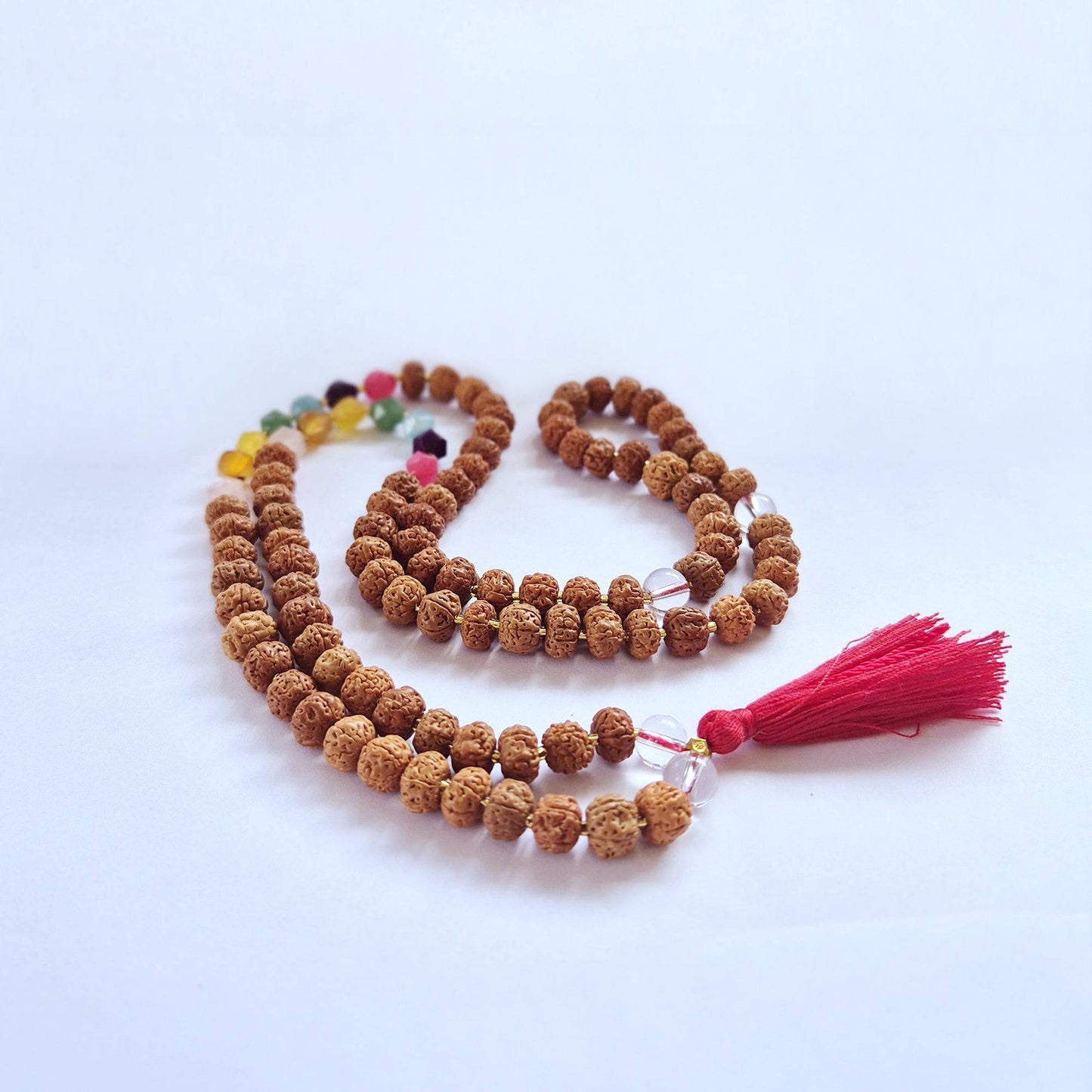 Rudraksha Mala Prayer Beads - Creativity Chakra Necklace - Crystal Nest