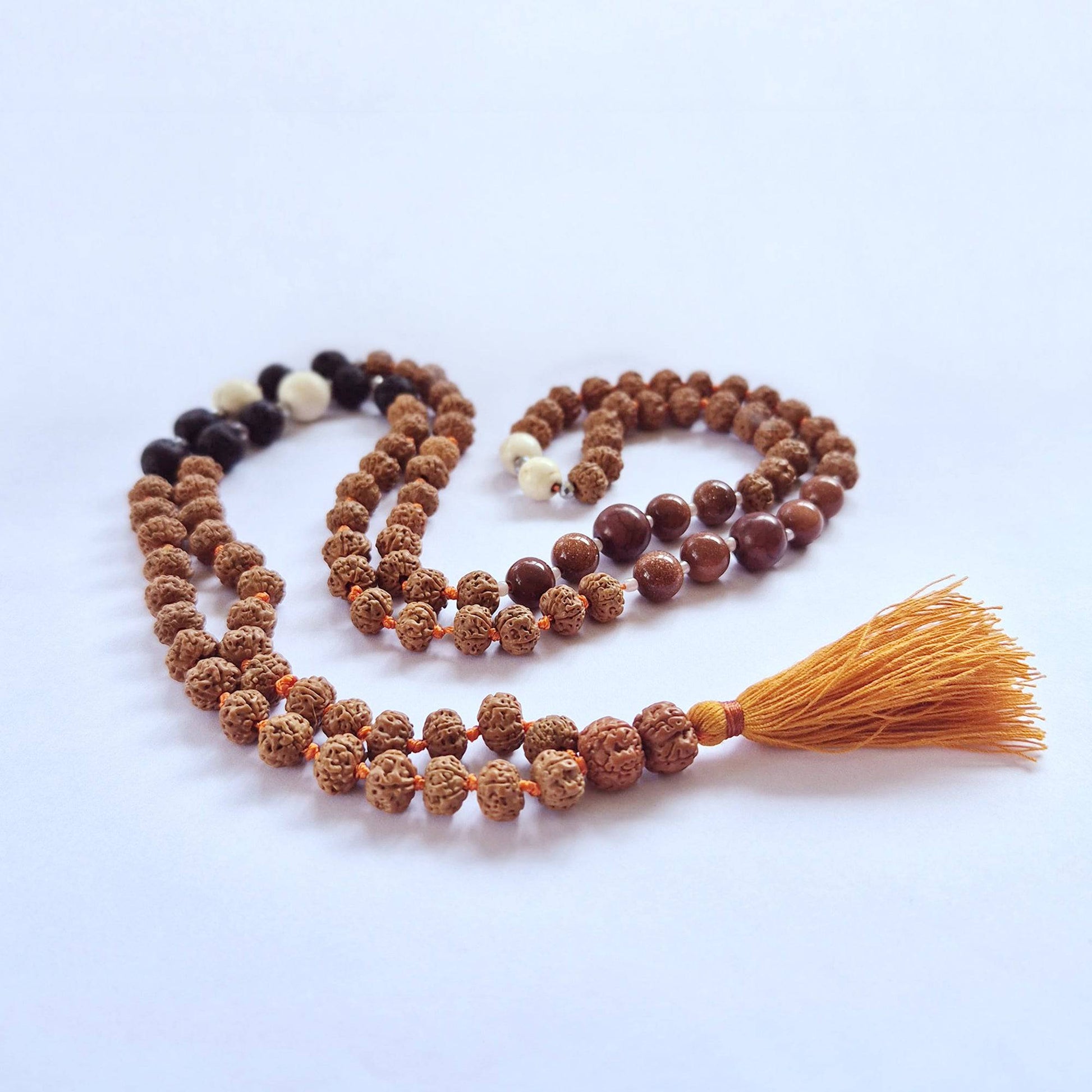 Rudraksha Mala Prayer Beads - Earth Element Necklace - Crystal Nest