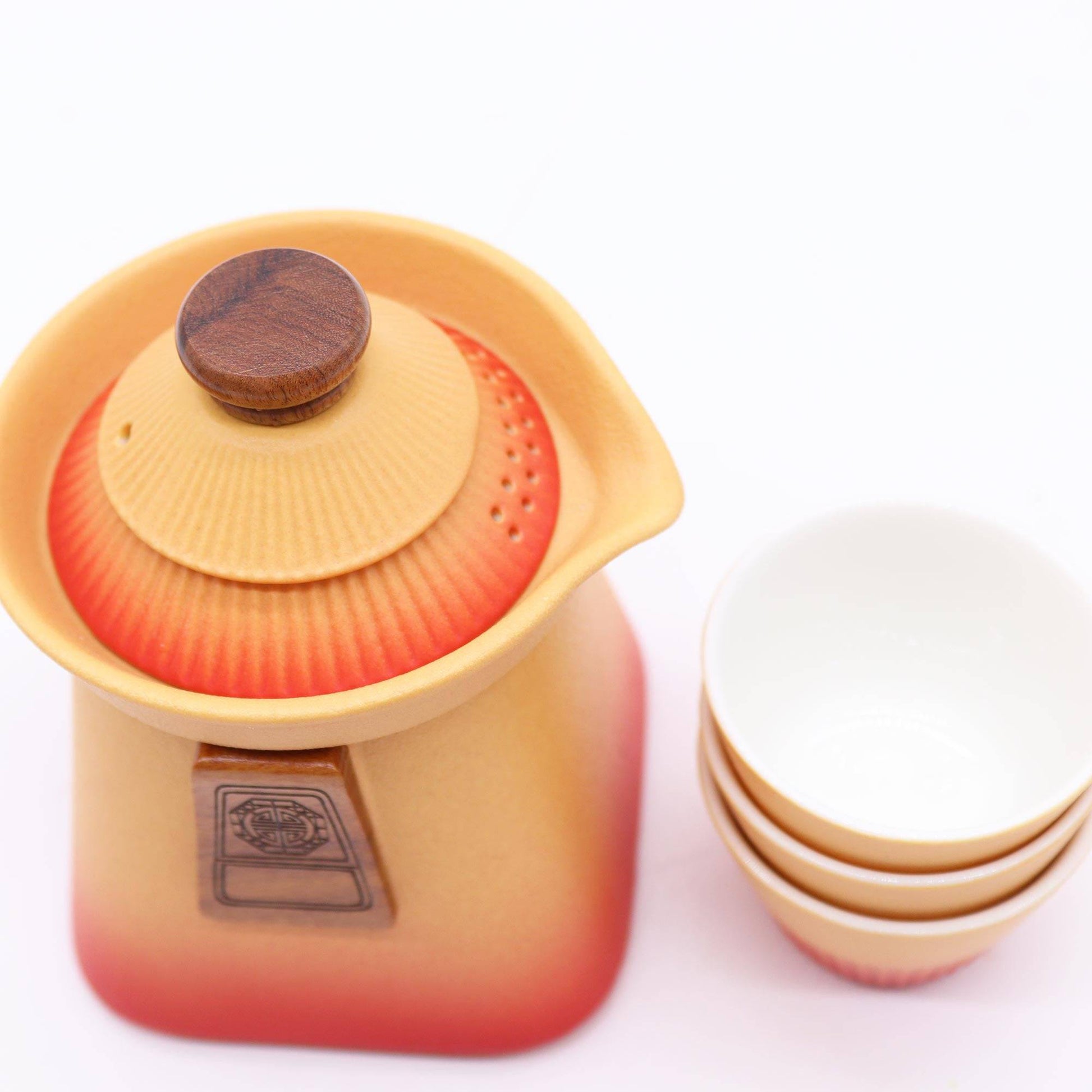 Orange Earth Travel Teapot & Cup Set - Crystal Nest