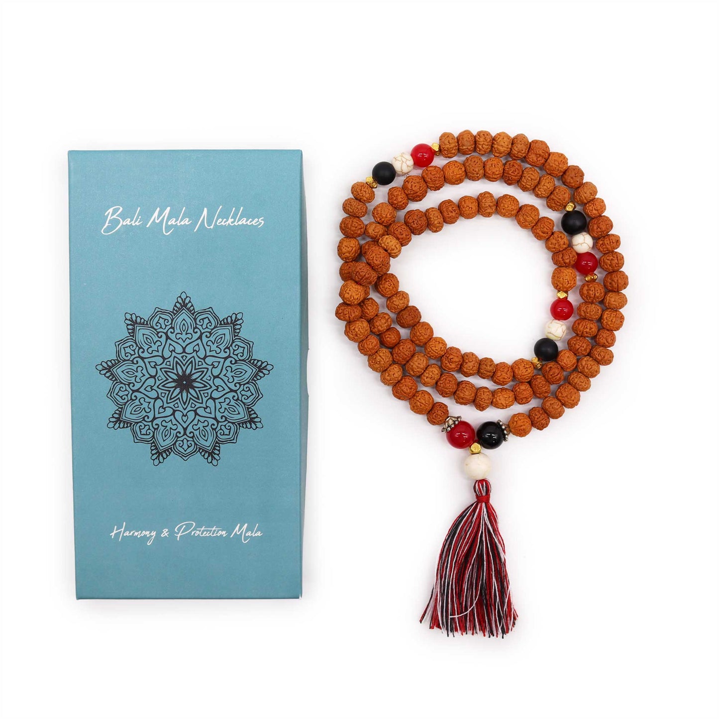 Rudraksha Mala Prayer Beads - Harmony & Protection Necklace - Crystal Nest