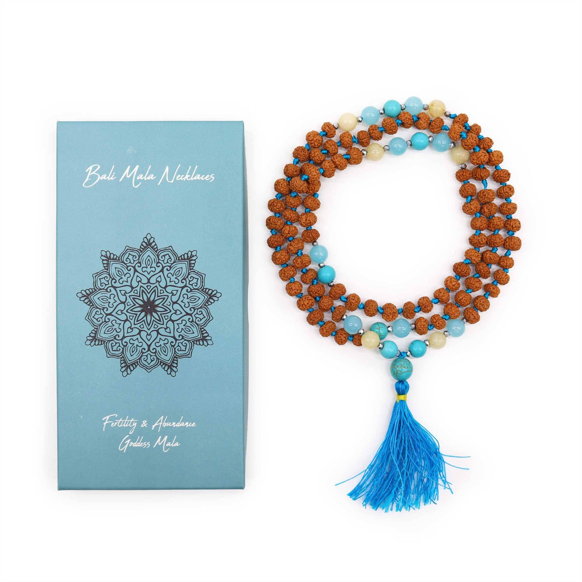 Rudraksha Mala Prayer Beads - Fertility & Abundance Necklace - Crystal Nest