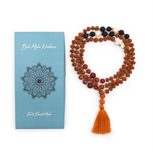 Rudraksha Mala Prayer Beads - Earth Element Necklace - Crystal Nest