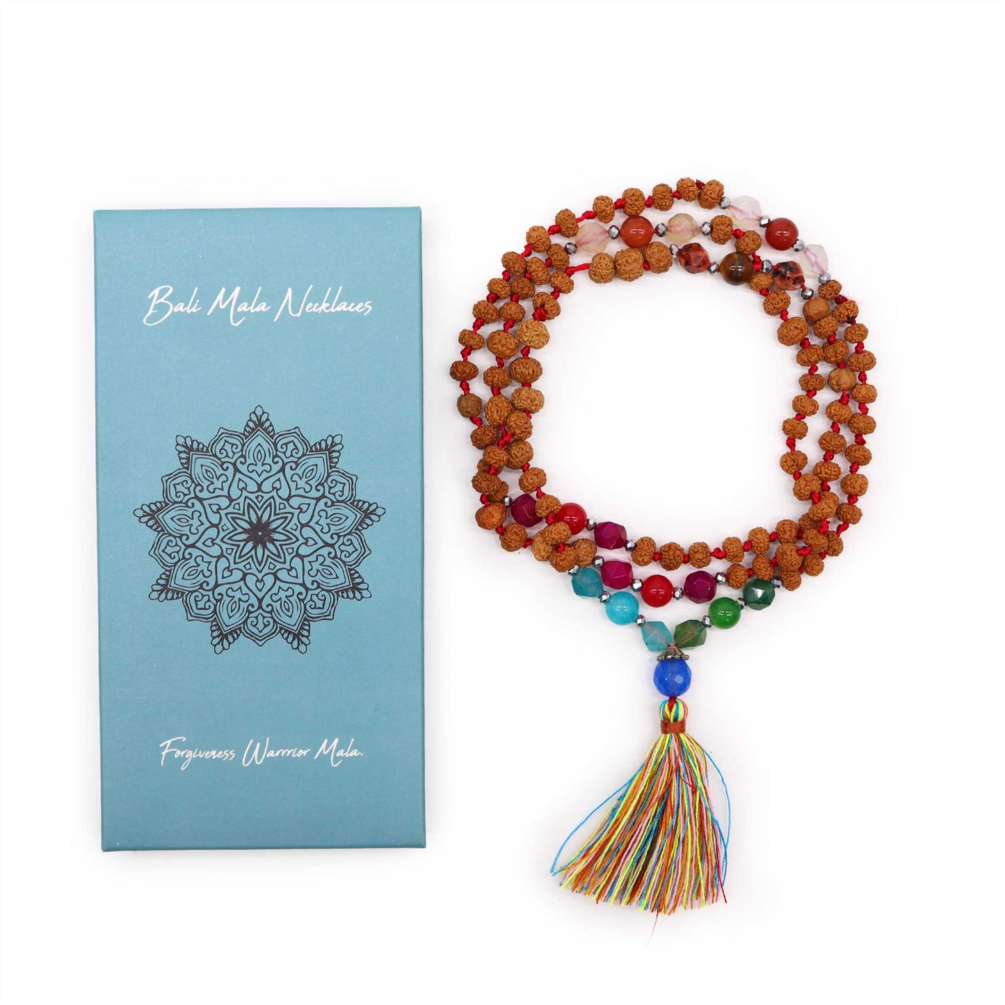 Rudraksha Mala Prayer Beads - Forgiveness Warrior Necklace - Crystal Nest