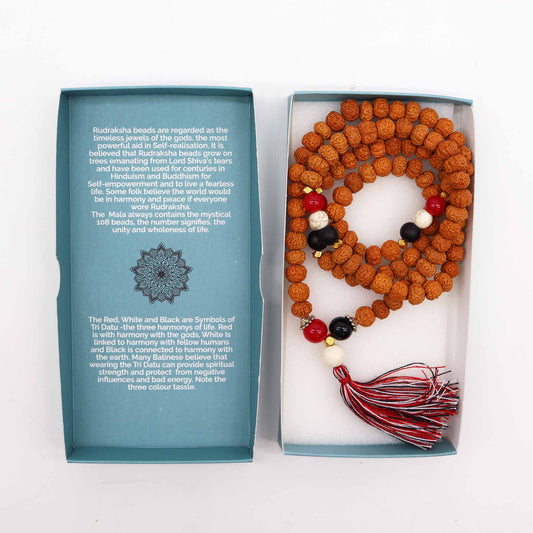 Rudraksha Mala Prayer Beads - Harmony & Protection Necklace - Crystal Nest