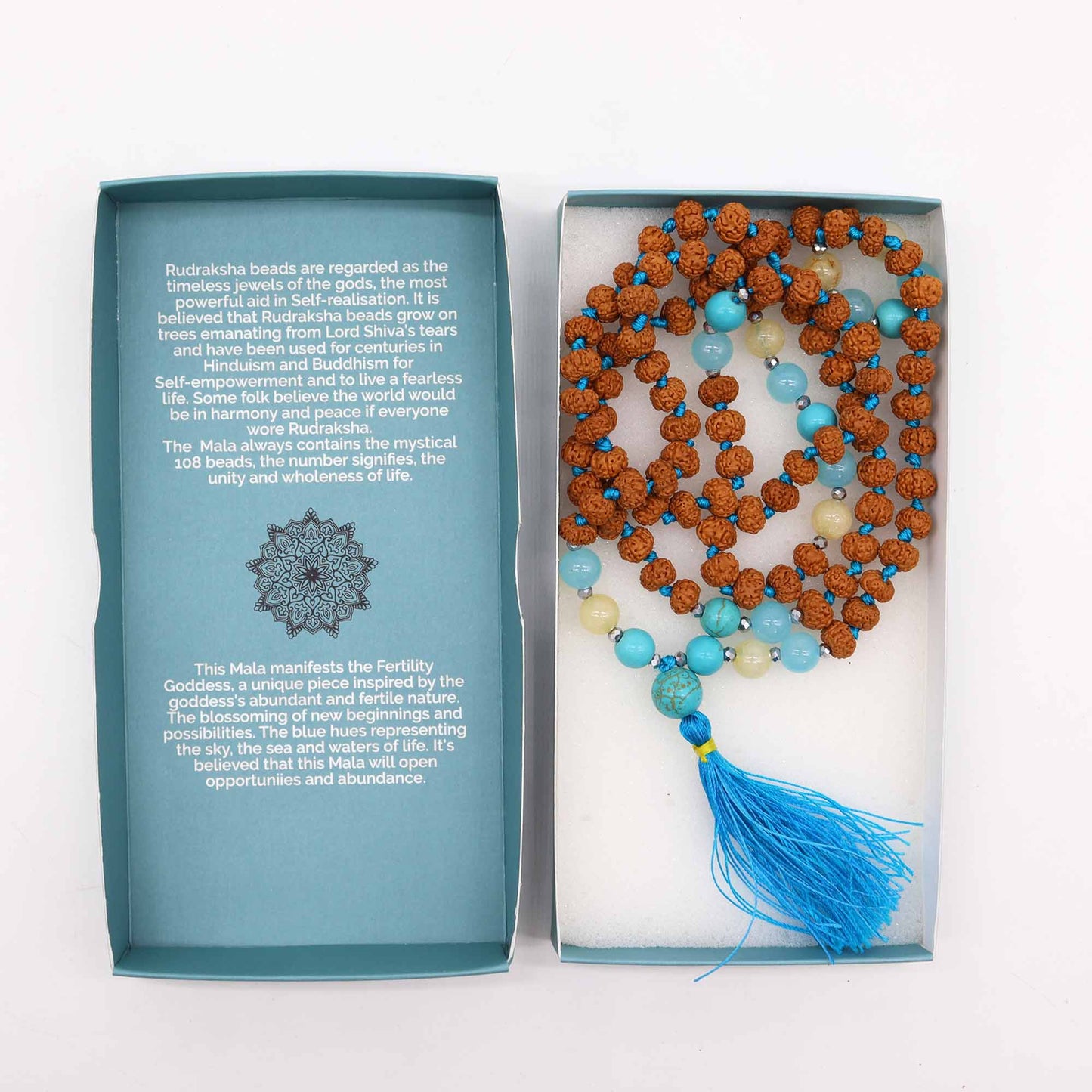 Rudraksha Mala Prayer Beads - Fertility & Abundance Necklace - Crystal Nest