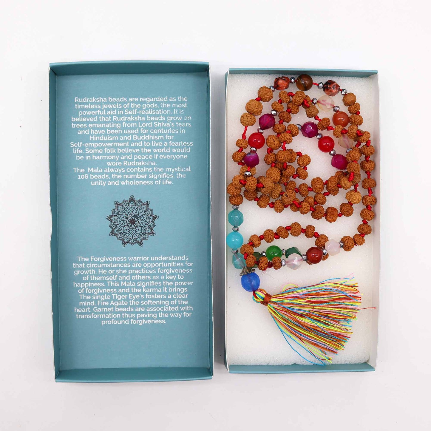 Rudraksha Mala Prayer Beads - Forgiveness Warrior Necklace - Crystal Nest