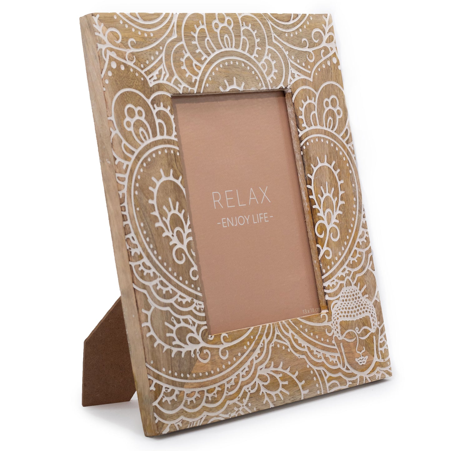 White Buddha Wooden Picture Frame - Crystal Nest