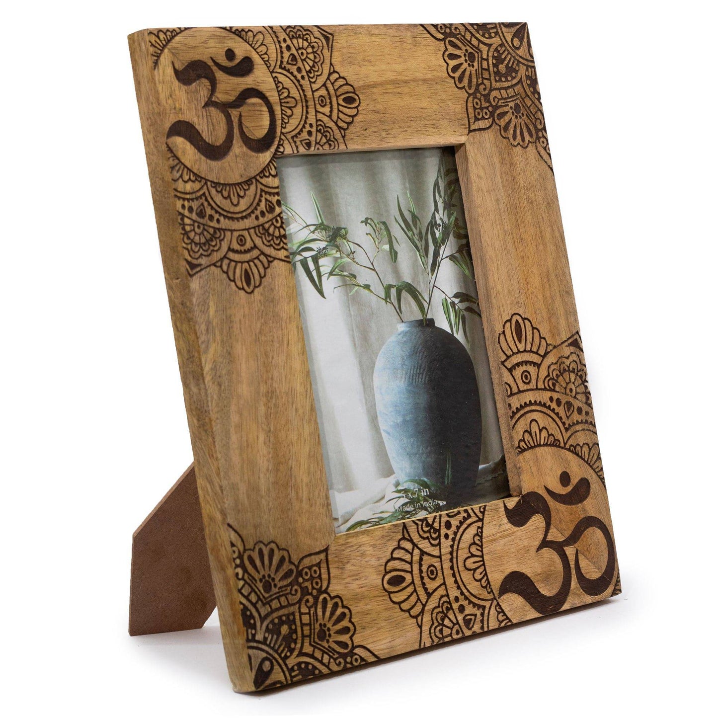 Black OM Mandala Wooden Picture Frame - Crystal Nest