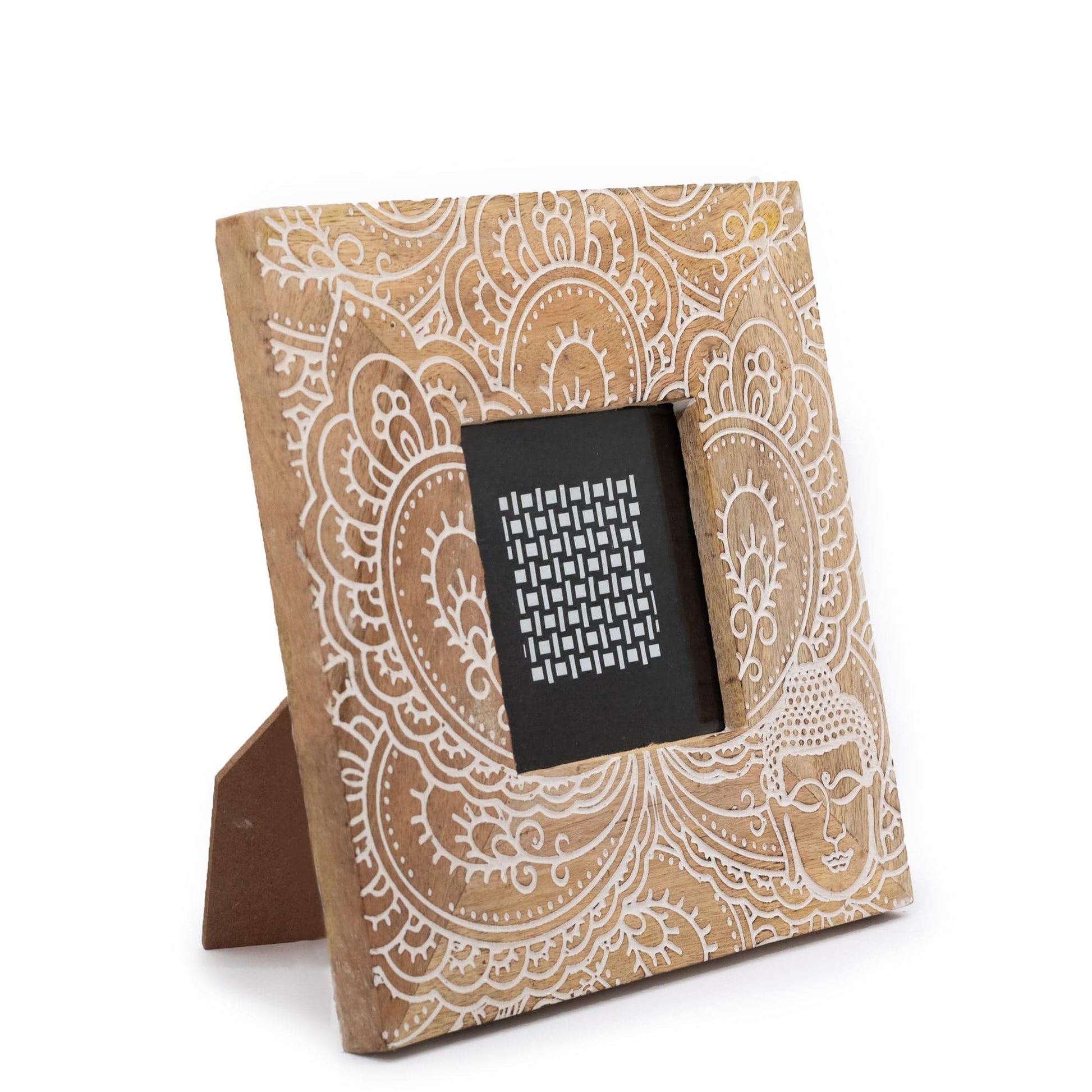 White Buddha Wooden Square Picture Frame - Crystal Nest