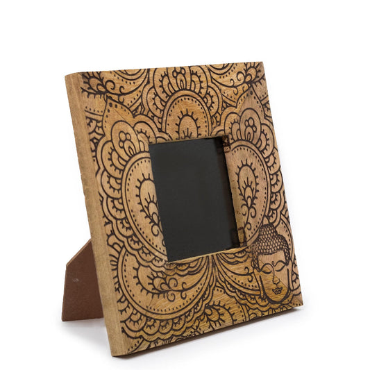 Black Buddha Wooden Square Picture Frame - Crystal Nest